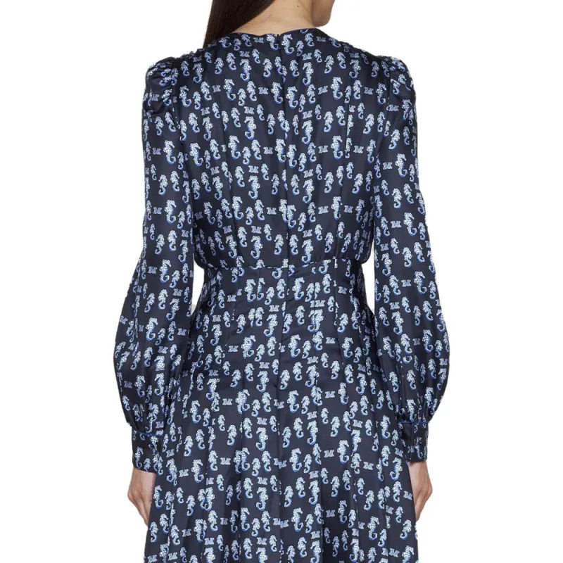 MaxMara Long Sleeved Dress Women's Dark Blue-3