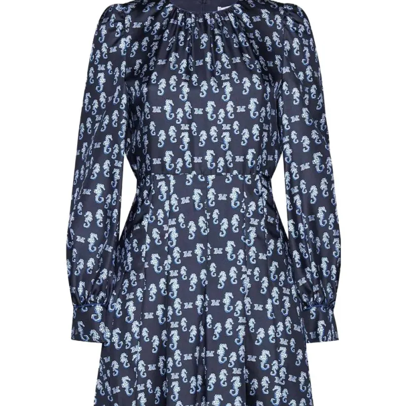 MaxMara Long Sleeved Dress Women's Dark Blue-4