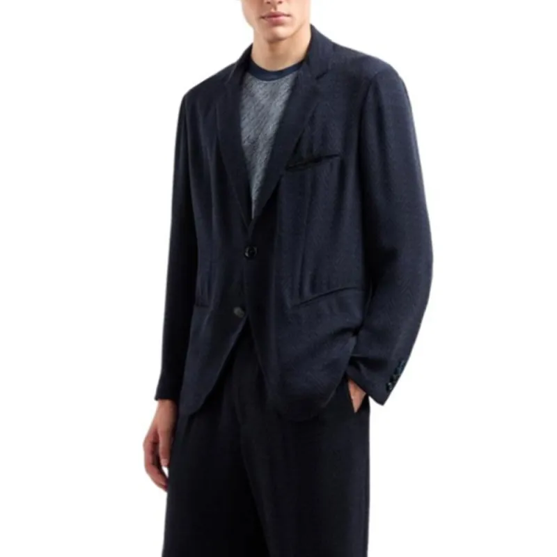GIORGIO ARMANI Single breasted Jacket In Chevron Cupro And Viscose-2