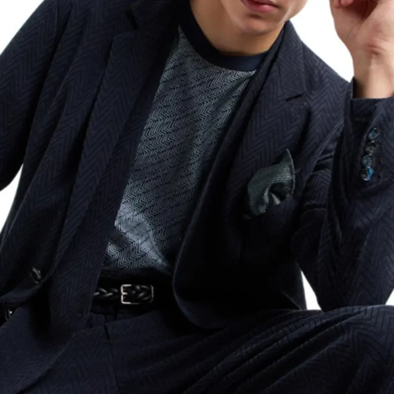 GIORGIO ARMANI Single breasted Jacket In Chevron Cupro And Viscose-4