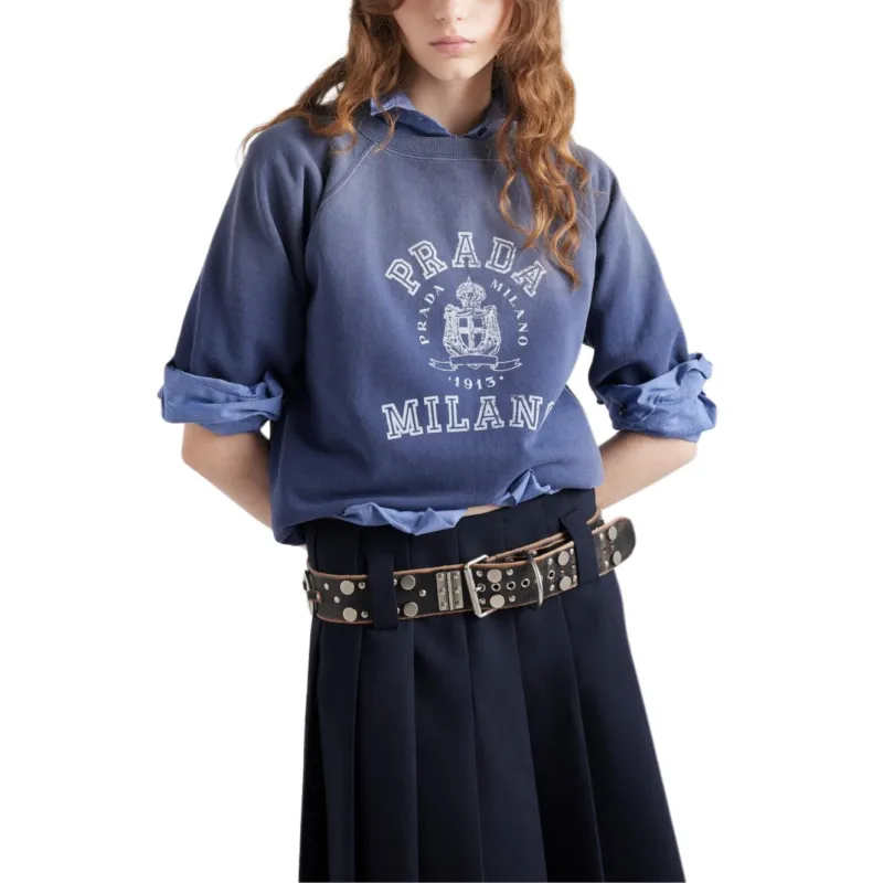 PRADA Logo Printed Crewneck T Shirt-1