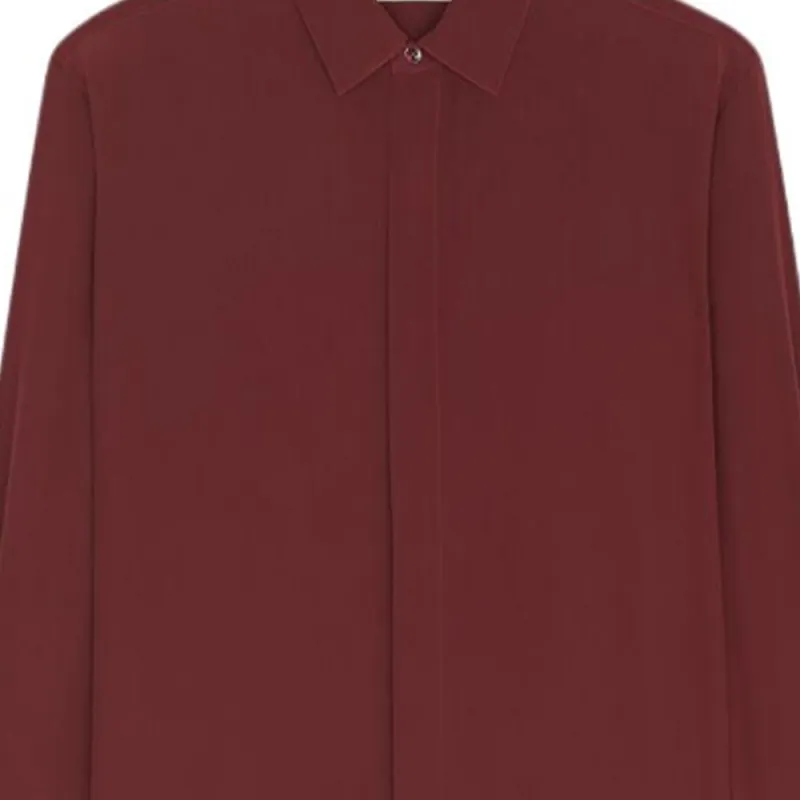 SAINT LAURENT Yves Collar Classic Shirt In Crepe De Chine Shirt Men's Red-2