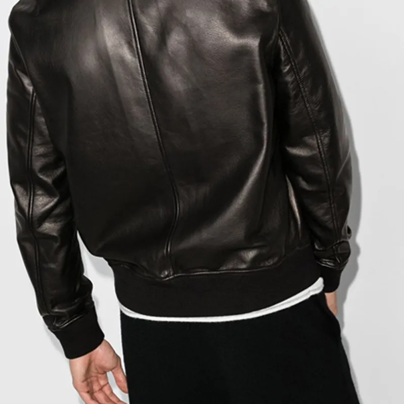 Ferragamo Leather Jackets Men Black-3