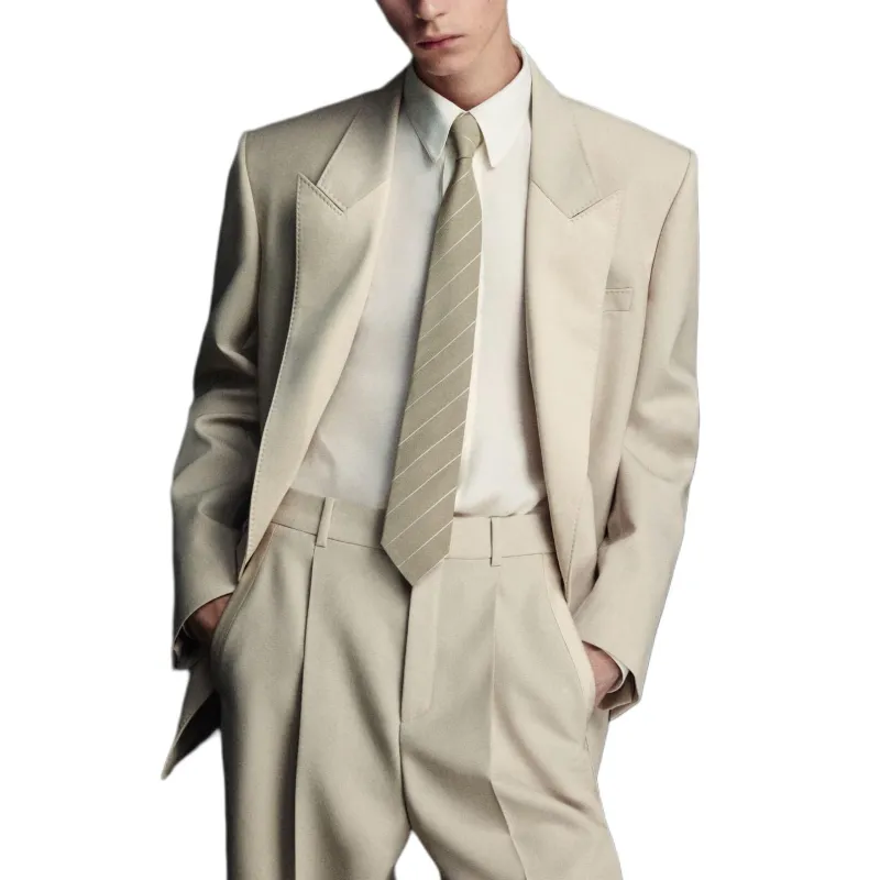 SAINT LAURENT SS25 Casual Pants Men's Beige-2