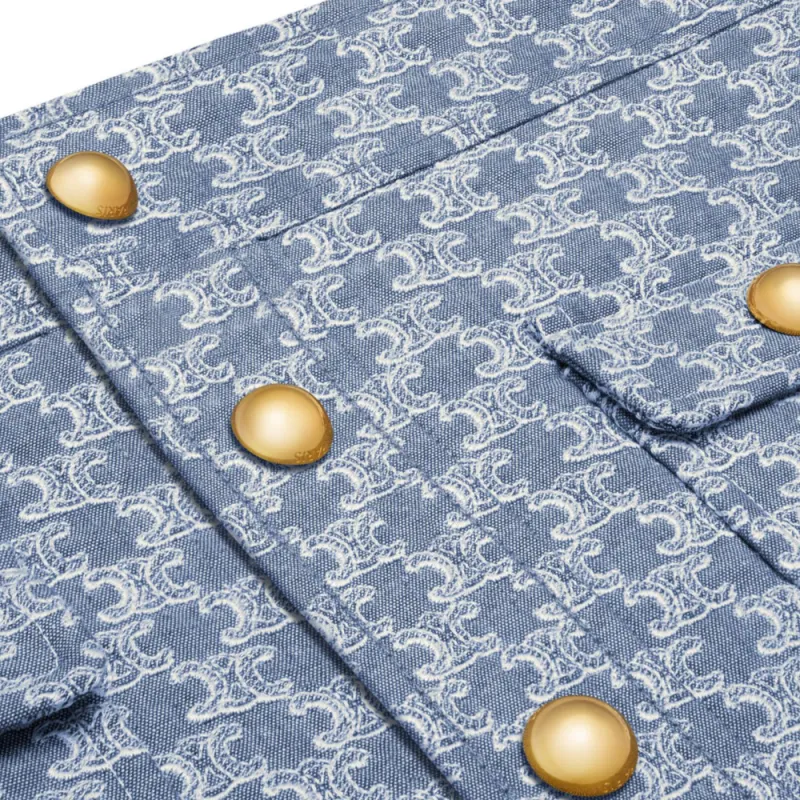 CELINE Mini Skirt In Monogram Chambray Cotton-6