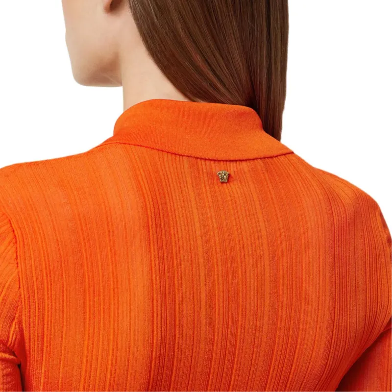 VERSACE Ribbed knit Polo Shirt-4
