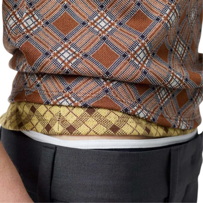 MIU MIU Silk Check Polo Shirt Tabacco-5