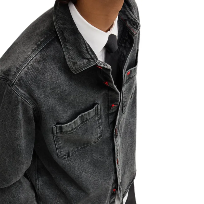 HUGO BOSS Patch Pockets Oversized Denim Shirt-5