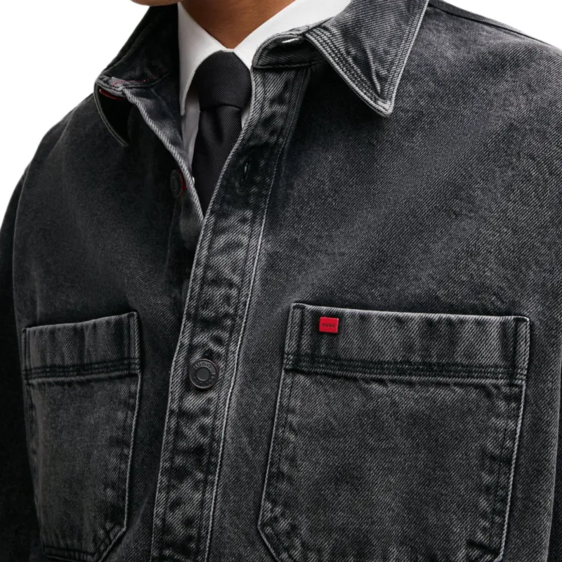 HUGO BOSS Patch Pockets Oversized Denim Shirt-4