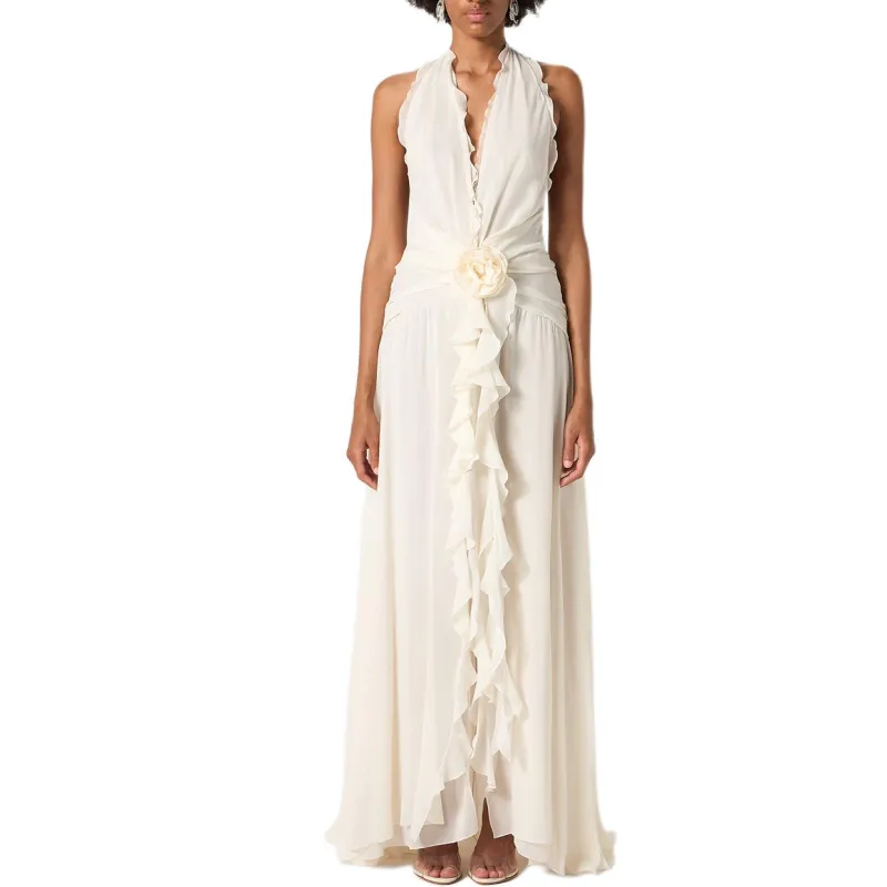 Blumarine Ruffled Rose detail Maxi Dress-1
