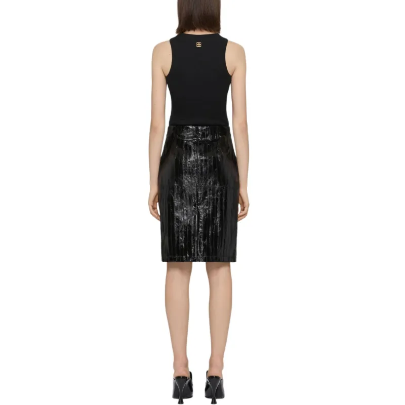 Givenchy Leather Long Skirt Women's Black-2