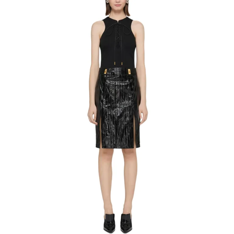 Givenchy Leather Long Skirt Women's Black-1