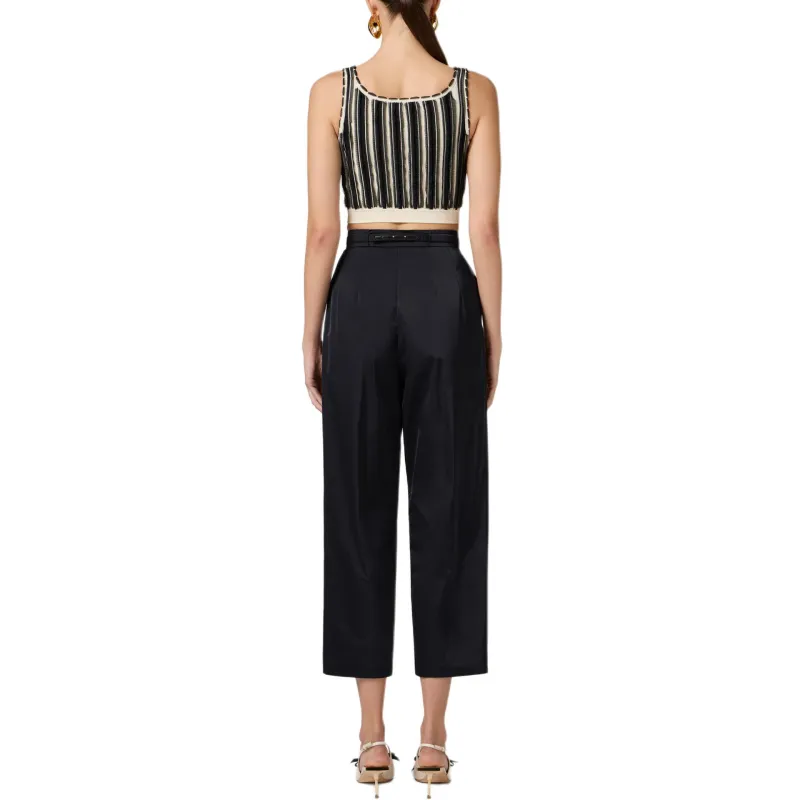 Elisabetta Franchi Belted Voile Boyfriend Trousers-2