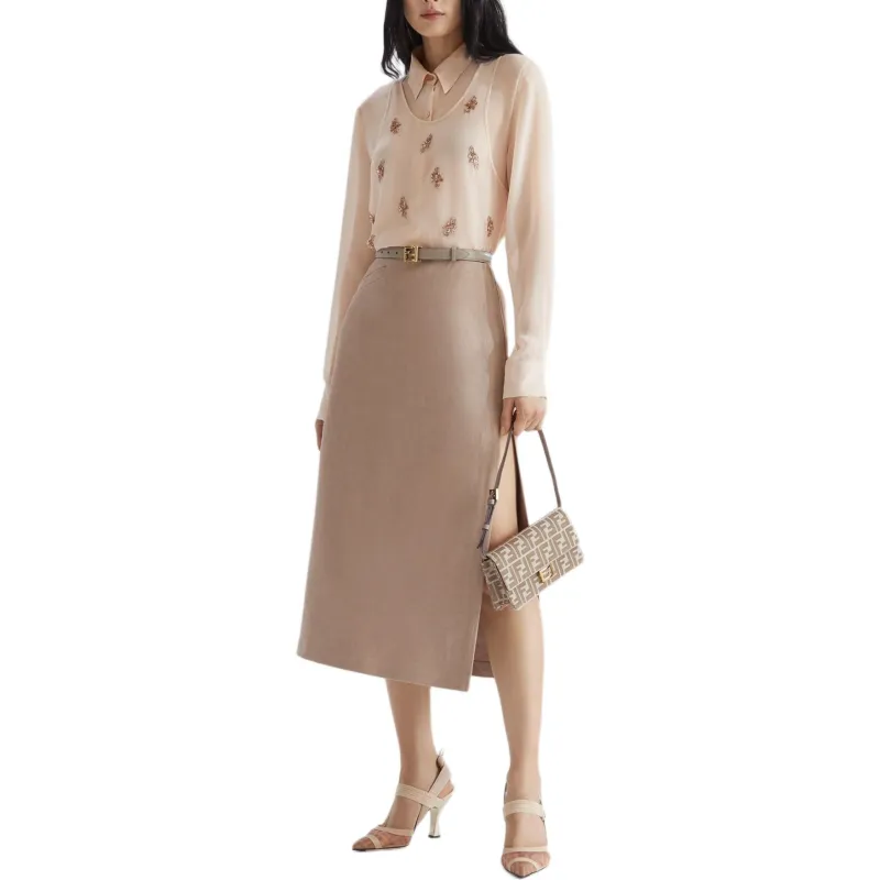 FENDI Linen Midi Skirt-2