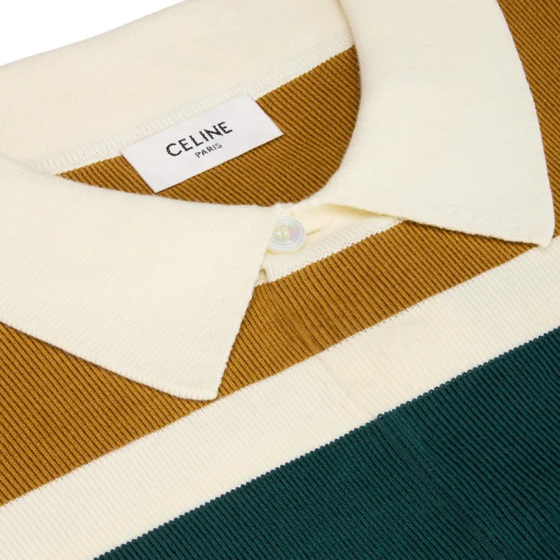 CELINE Blason Rugby Long Sleeve Polo Shirt-3