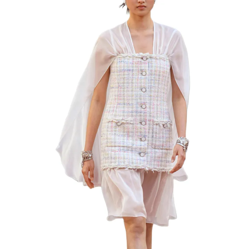 CHANEL 25S Spring Summer Collection Sleeveless Dress Women's White-1