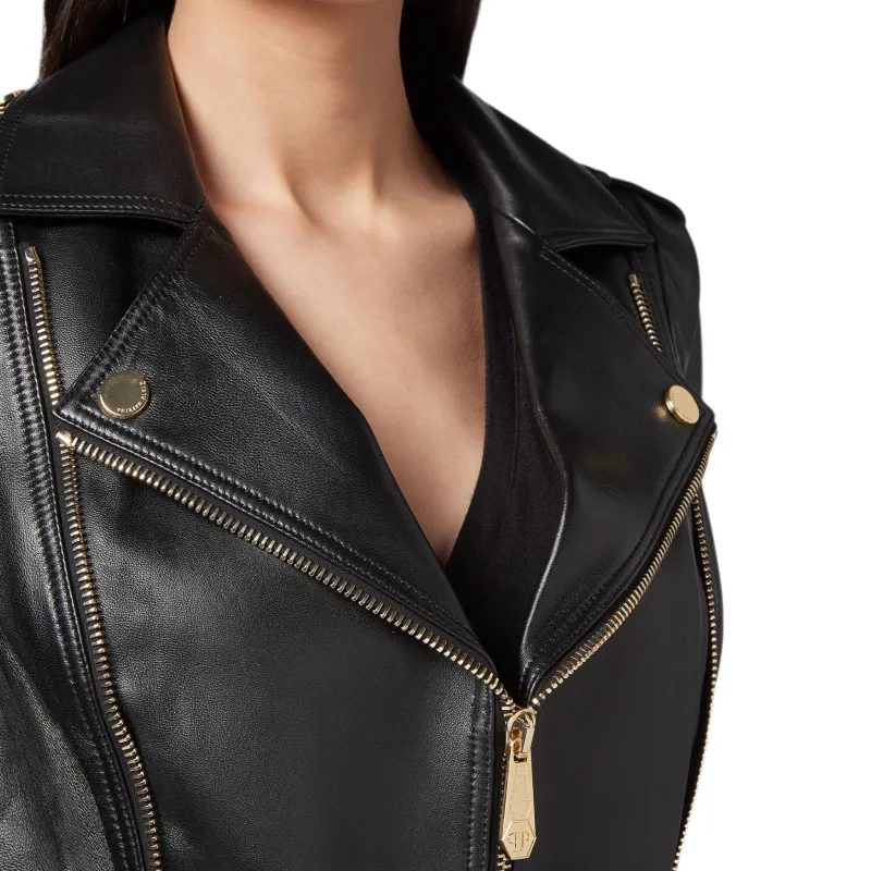 PHILIPP PLEIN Leather Biker Jacket-4