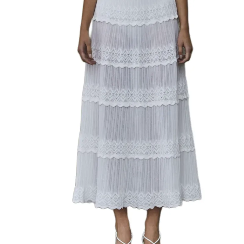 Antonino Valenti Knit Long Skirt Women's White-4