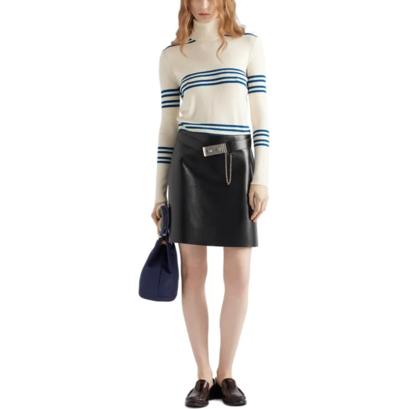 PRADA Leather Short Skirts Women's Black-1