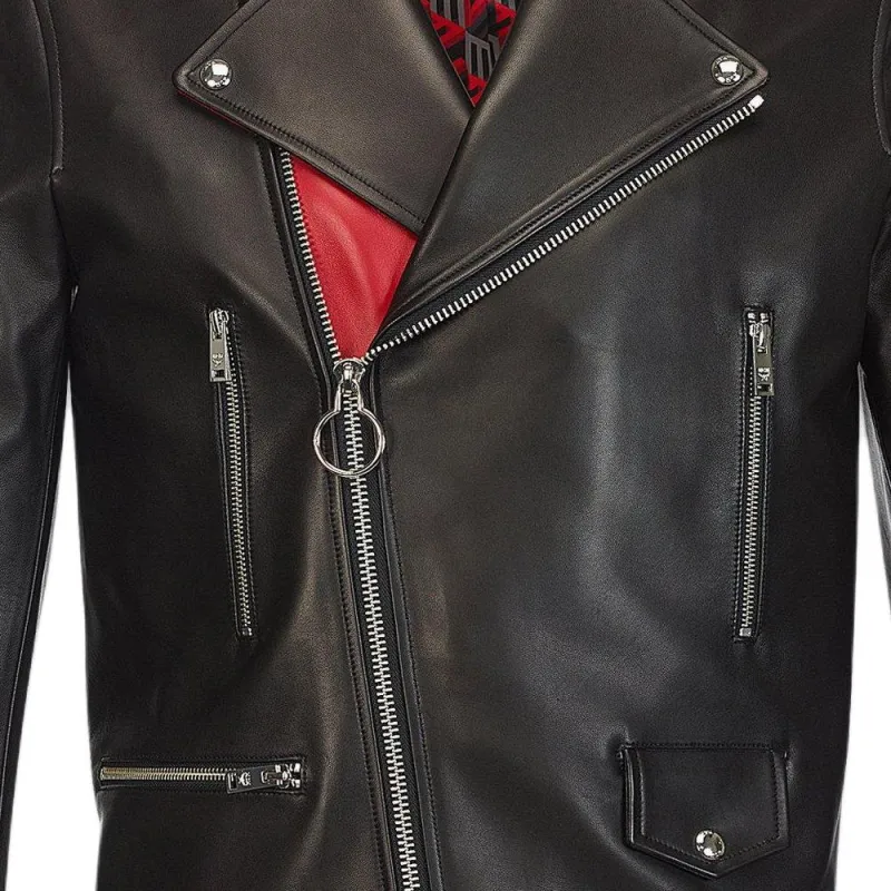 MCM Leather Jackets Men Black-5
