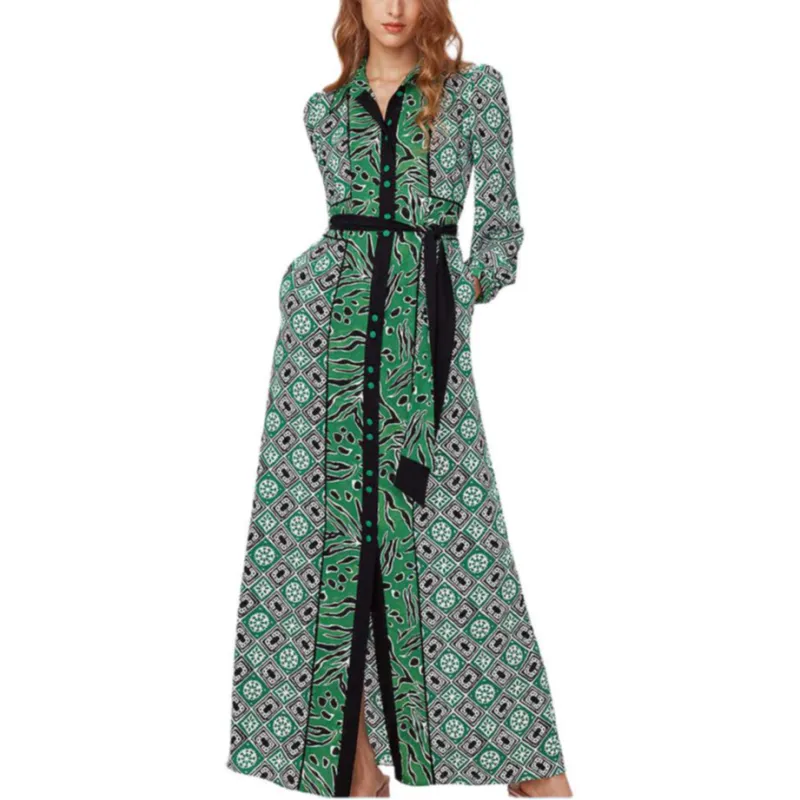 Diane Von Furstenberg FW24 Long Sleeved Dress Women's Green-1