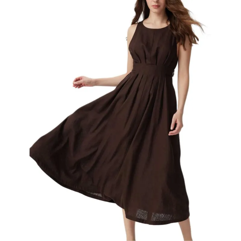 Diane Von Furstenberg SS25 Sleeveless Dress Women's Cocoa Brown-3