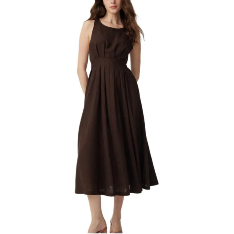 Diane Von Furstenberg SS25 Sleeveless Dress Women's Cocoa Brown-1