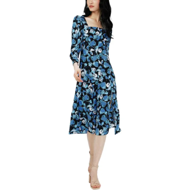 Diane Von Furstenberg Long Sleeved Dress Women's Sapphire Blue-3