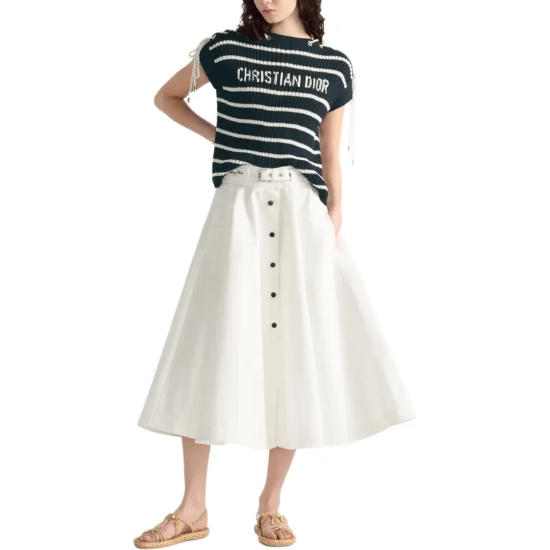 DIOR SS25 Casual Long Skirt Women's White-4