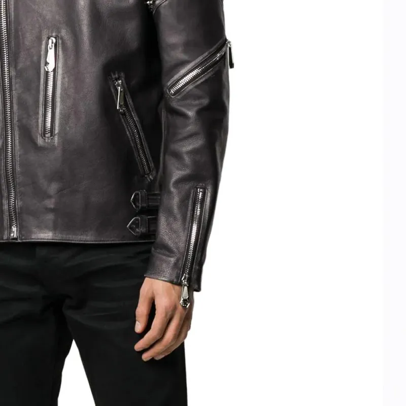 PHILIPP PLEIN SS23 Leather Jackets Coats Men's Black-4