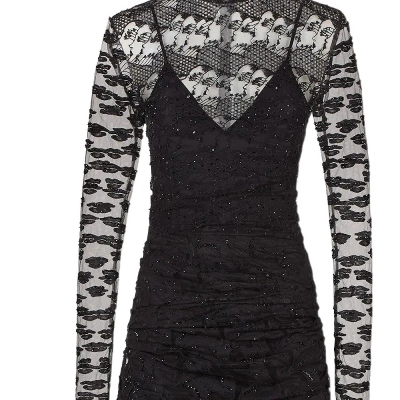FENDI SS22 Long-Sleeved Dresses Women's Black-1