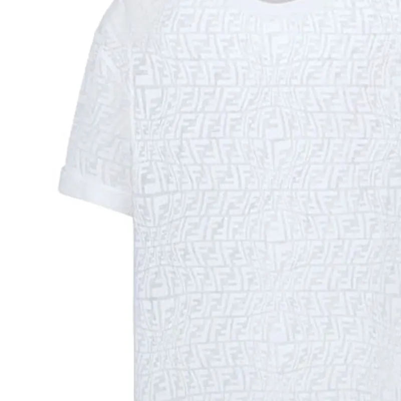 FENDI X Sarah Coleman Fisheye Mesh Logo T Shirt 'White'-4