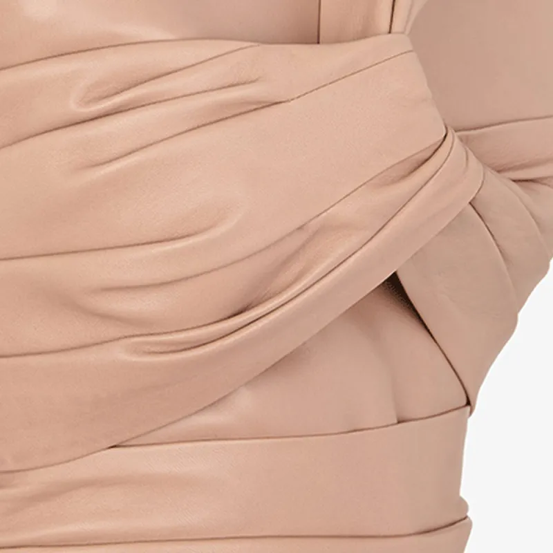 FENDI X Skims Leather Dress Ochre-3