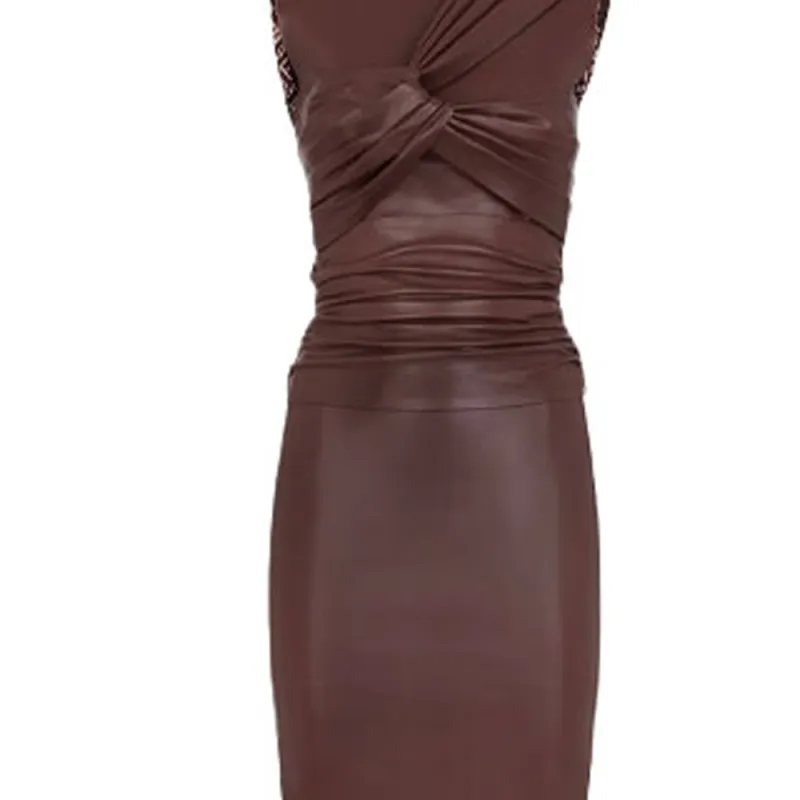 FENDI X Skims Leather Dress Umber-2
