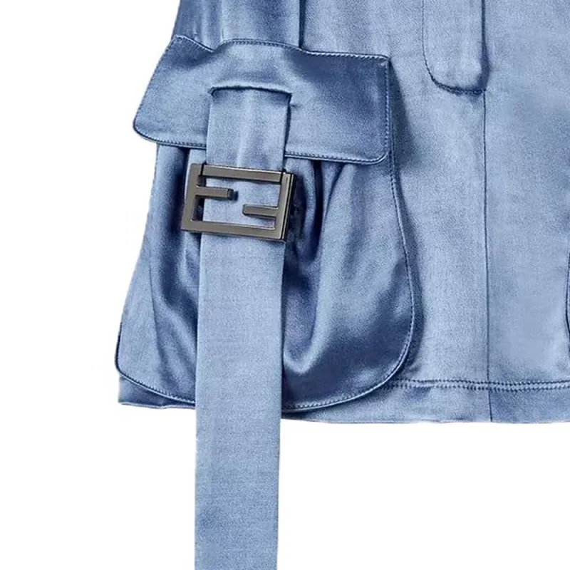 FENDI Buckled Detailed Satin Skirt-3