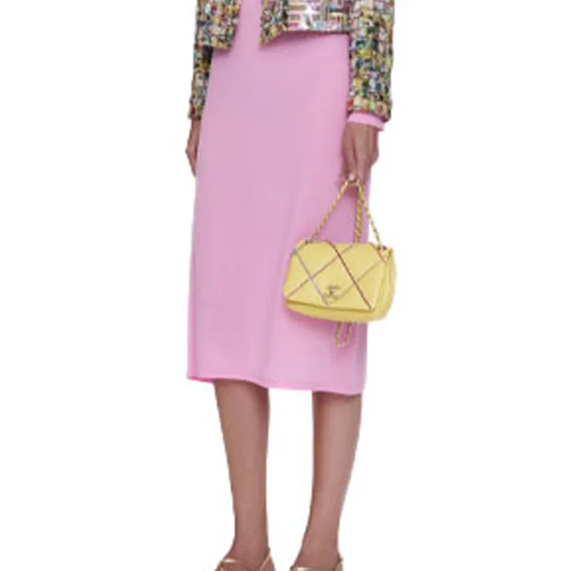 CHANEL SS21 Long-Sleeved A-Line Dress Women's Pink-2
