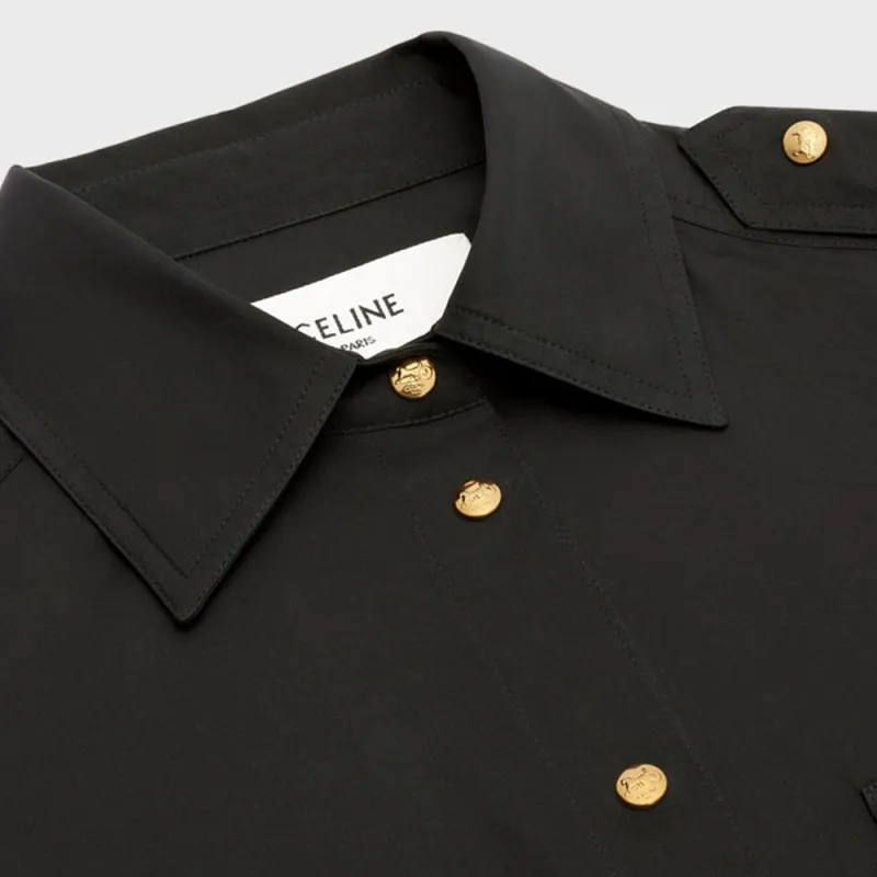 CELINE Short Sleeved Dresses Women's Black-2