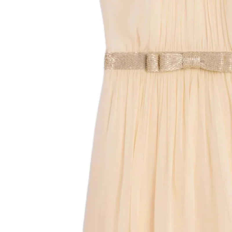 CELINE Sleeveless Dress Women's Cream Yellow-4