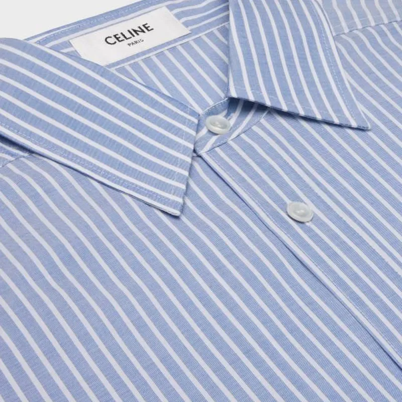 CELINE Oversized Shirt In Striped Cotton Shirt Women's Blue-2