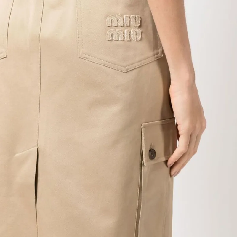 MIU MIU Casual Long Skirts Women's Sandy Beige-4