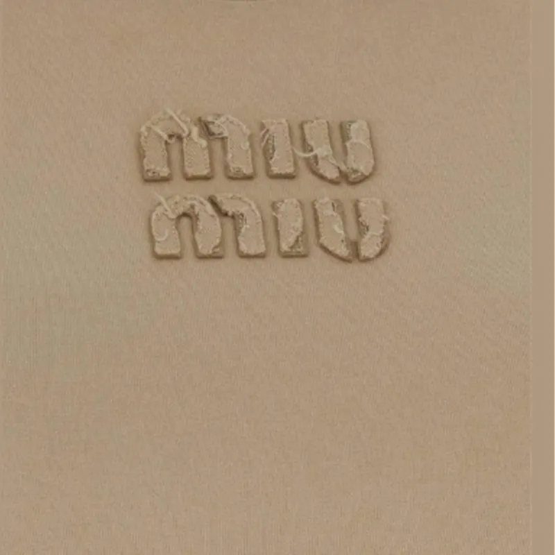MIU MIU Logo embroidered Cotton T shirt-2