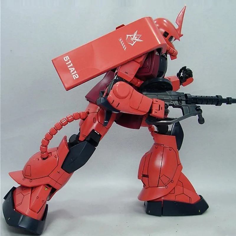 BANDAI PG 1/60 Zaku Red Zaku 2 Red Shaiya Custom Machine With LED Light Model Kits-4