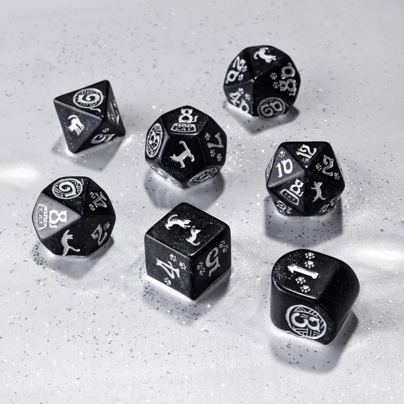 Q WORKSHOP CATS Modern Dice Set Waffle Board Games-3