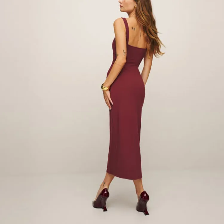 REFORMATION Nelle Knit Dress Slip Dresses Women's Chianti-2