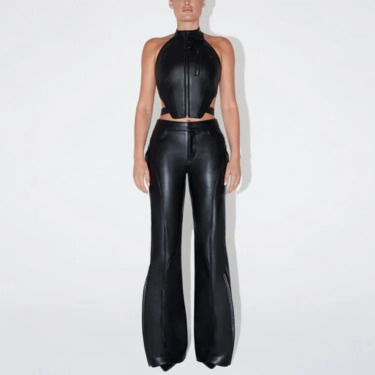 Khy DROP 001 Faux Leather Pant Casual Pants Women's Black-2