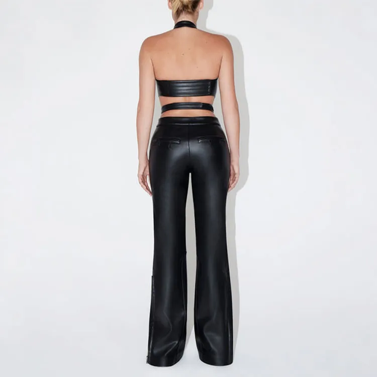 Khy DROP 001 Faux Leather Pant Casual Pants Women's Black-1