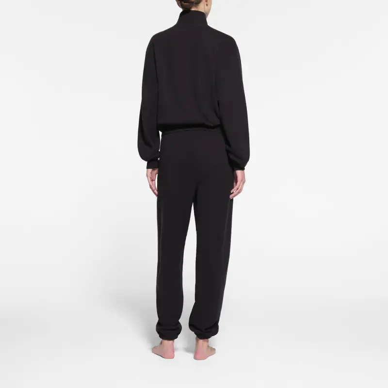 SKIMS COTTON FLEECE CLASSIC QUARTER ZIP PULLOVER Sweatshirt Women's ONYX/Onyx-2