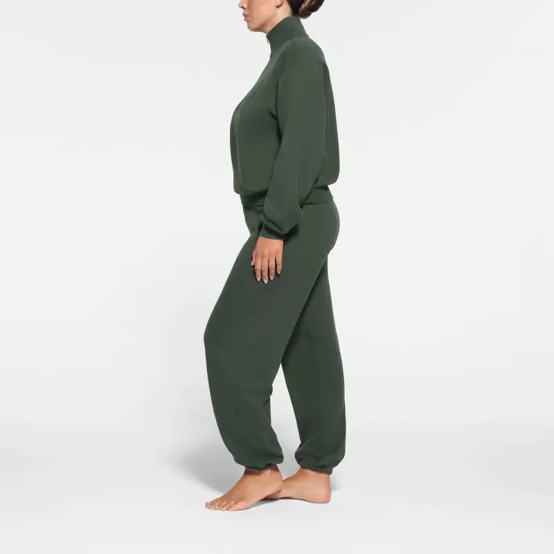 SKIMS COTTON FLEECE CLASSIC QUARTER ZIP PULLOVER Sweatshirt Women's SPRUCE/Spruce-2