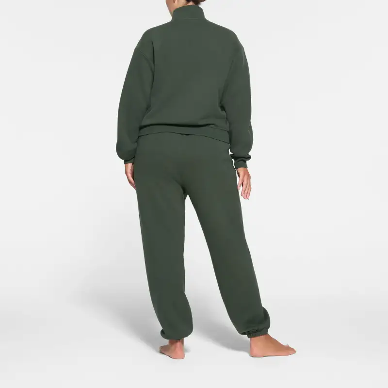 SKIMS COTTON FLEECE CLASSIC QUARTER ZIP PULLOVER Sweatshirt Women's SPRUCE/Spruce-3