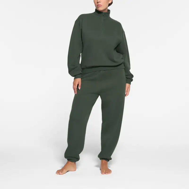 SKIMS COTTON FLEECE CLASSIC QUARTER ZIP PULLOVER Sweatshirt Women's SPRUCE/Spruce-1